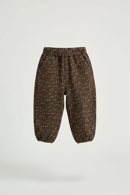 Pantalon Fluide Marron Fleuri Ample Coton Enfant - vue 3