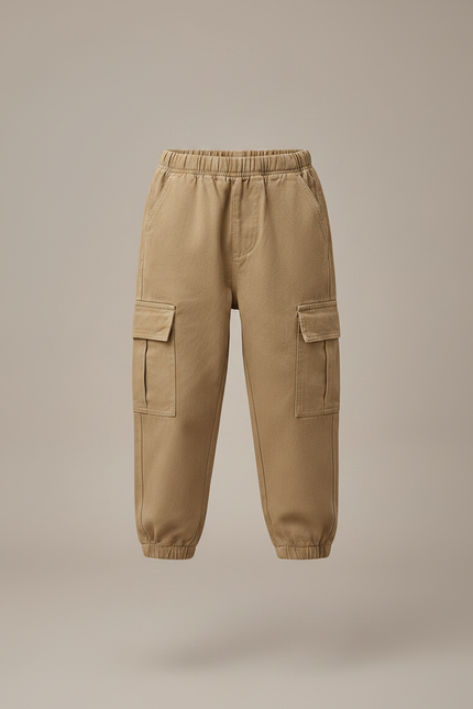 Pantalon Fluide Kaki Ample Cargo Enfant Décontracté - Toile - vue 3