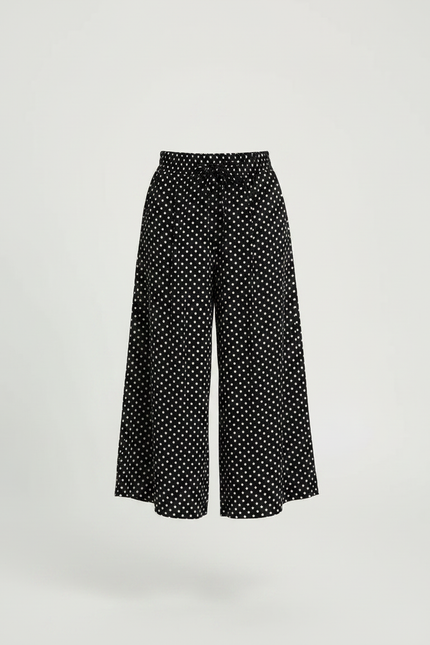 Pantalon Fluide Noir Ample Pois Blancs Fille - Viscose - vue 3