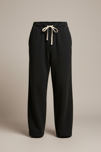 Pantalon Fluide Noir Ample Casual Cordon Homme - Molleton - vue 3