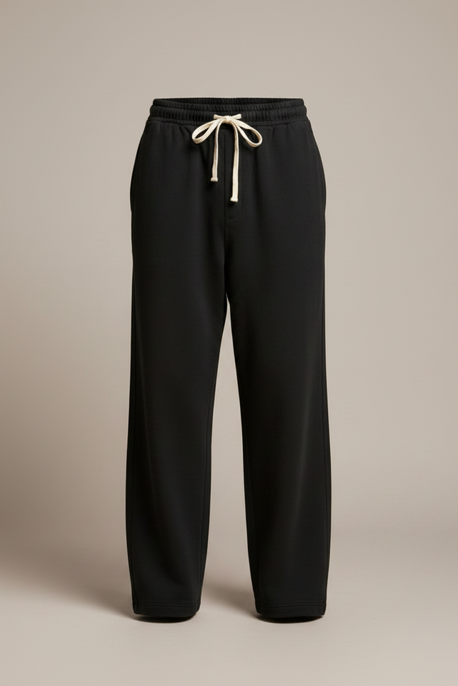 Pantalon Fluide Noir Ample Casual Cordon Homme - Molleton - vue 3