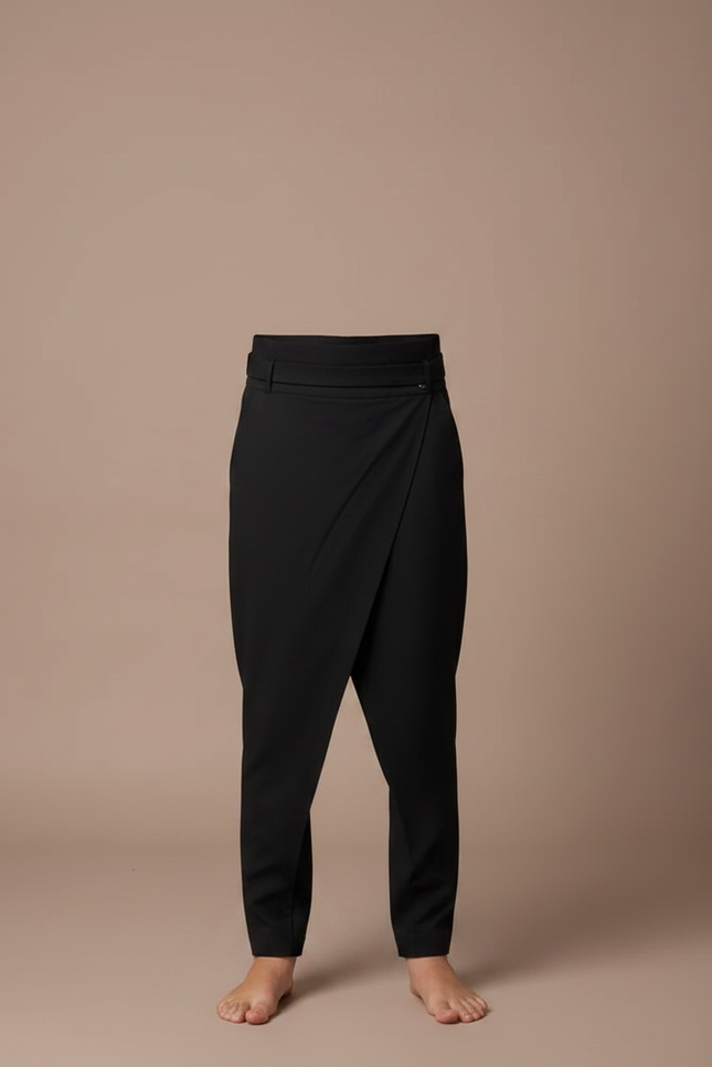 Pantalon Fluide Noir Asymétrique Drapé Élégant Garçon - Polyester - vue 3