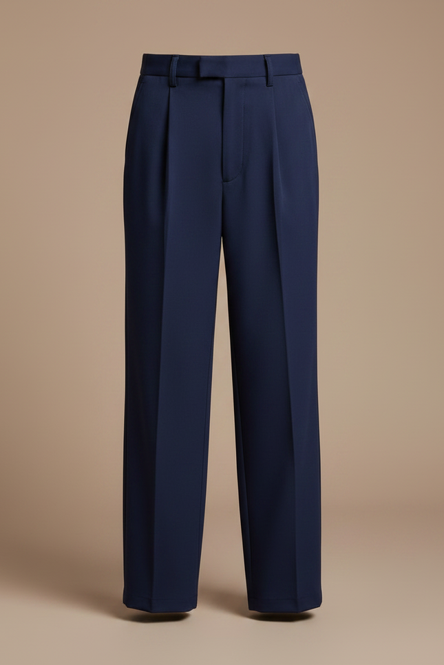 Pantalon Fluide Bleu Marine Ample Plissé Élégant Garçon - Gabardine - vue 3