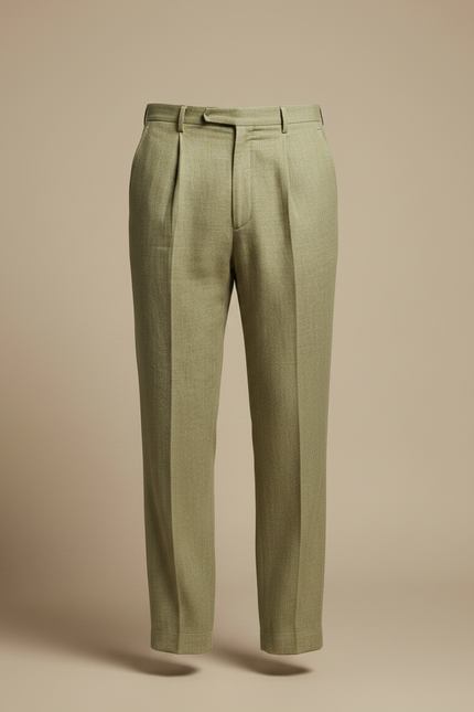 Pantalon Fluide Vert Sauge - Lin - vue 3