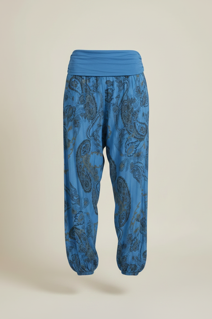 Pantalon Fluide Bleu Paisley Ample Confortable Bohème - Viscose - vue 3