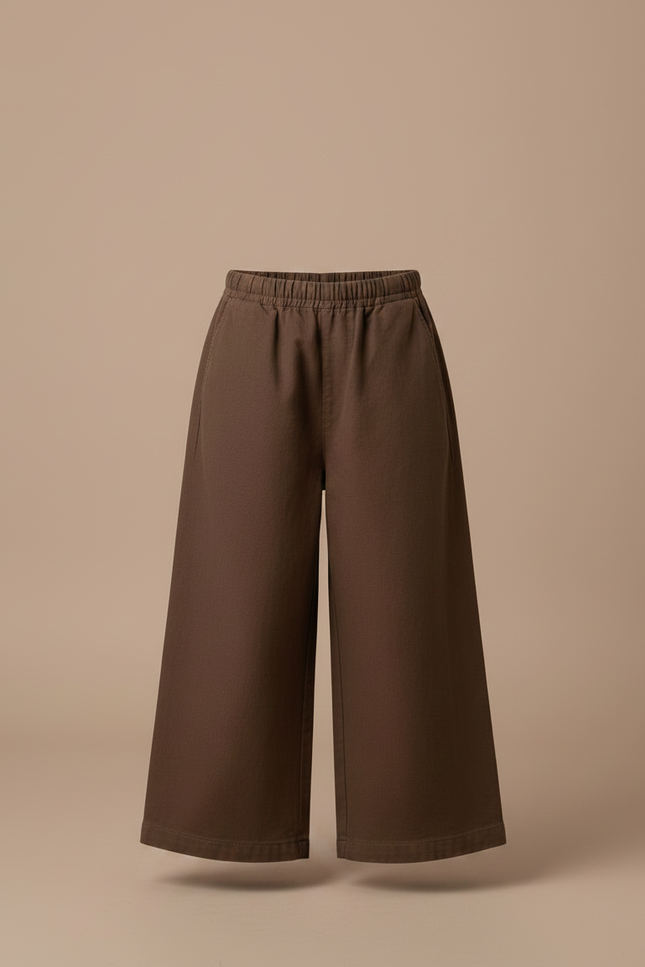 Pantalon Fluide Marron Ample Décontracté Coton Enfant - vue 3