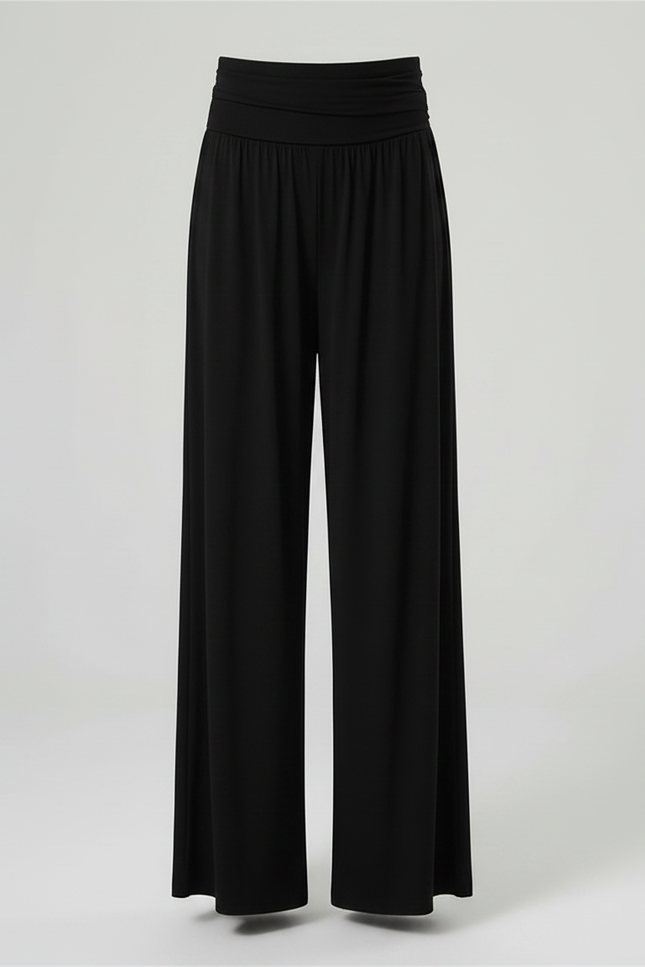 Pantalon Fluide Noir Ample Taille Haute Jazz - Viscose - vue 3