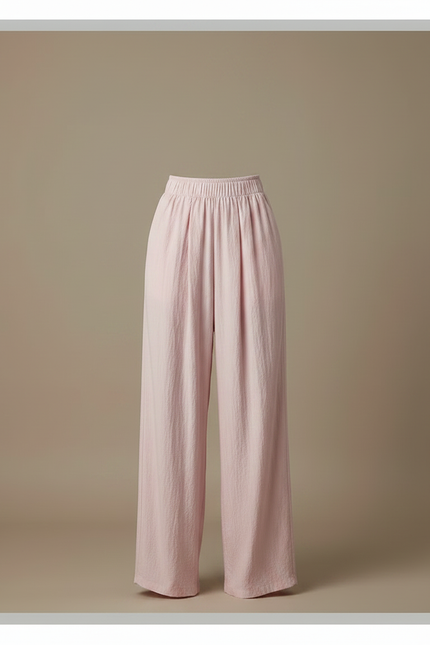Pantalon Fluide Rose Ample Décontracté Léger - Lin - vue 3