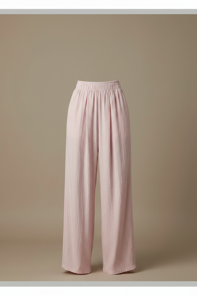 Pantalon Fluide Rose Ample Décontracté Léger - Lin - vue 3