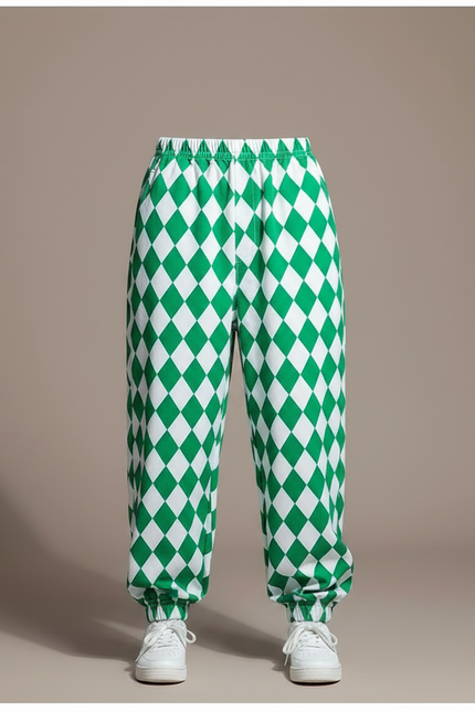 Pantalon Fluide Vert Motif Losanges Ample Enfant - Polyester - vue 3