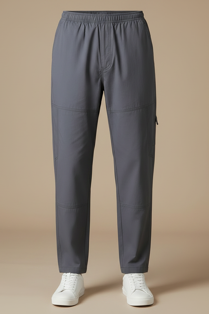 Pantalon Fluide Homme Gris Décontracté Élastique - Polyester - vue 3