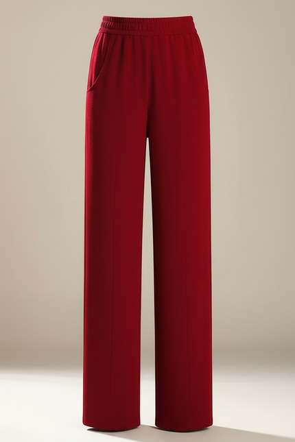 Pantalon Fluide Femme Rouge Palazzo - Viscose - vue 3
