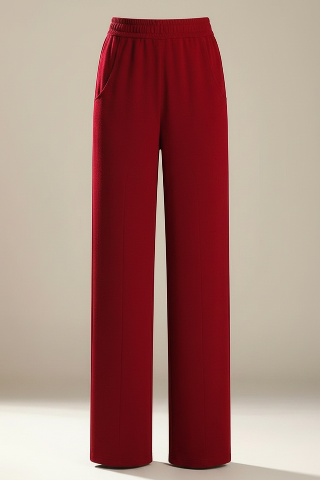 Pantalon Fluide Femme Rouge Palazzo - Viscose - vue 3