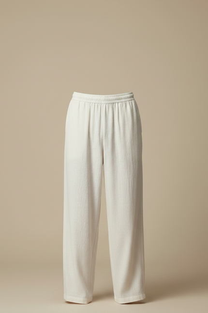 Pantalon Fluide Écru Ample Coton Lin Homme - Beige - vue 3