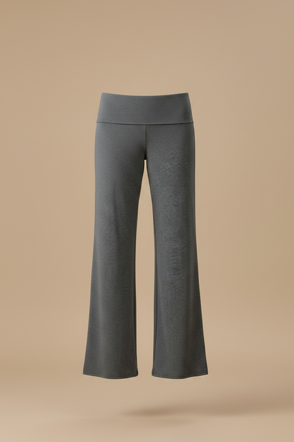 Pantalon Fluide Gris Ample Décontracté Évasé Femme - Maille - vue 3