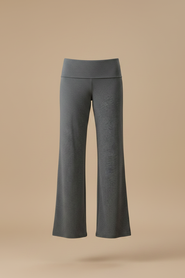 Pantalon Fluide Gris Ample Décontracté Évasé Femme - Maille - vue 3