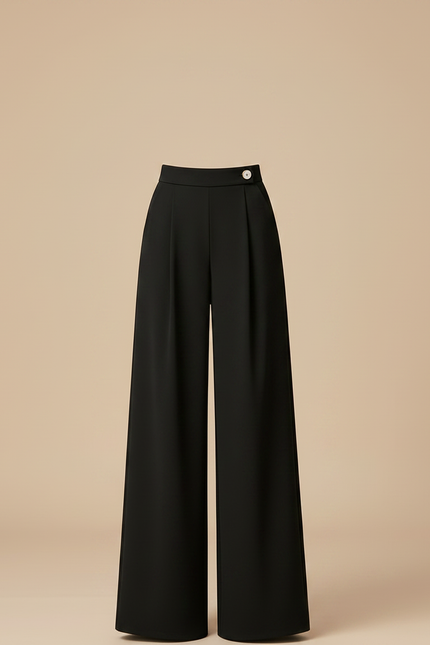 Pantalon Fluide Femme Noir Palazzo Viscose Chic Mi-saison - Polyester - vue 3