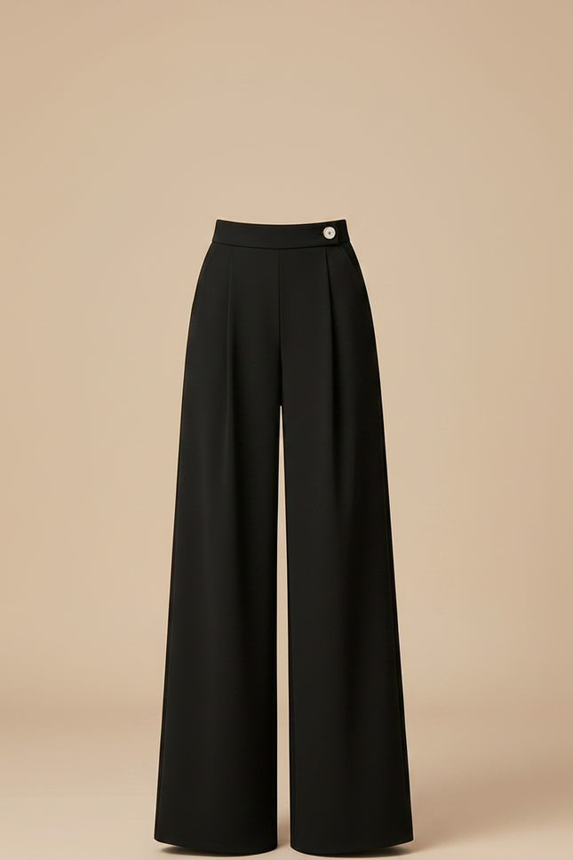 Pantalon Fluide Femme Noir Palazzo Viscose Chic Mi-saison - Polyester - vue 3