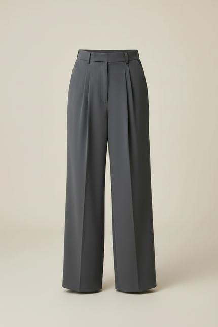 Pantalon Fluide Gris Ample Plissé Décontracté Élégant - Polyester - vue 3