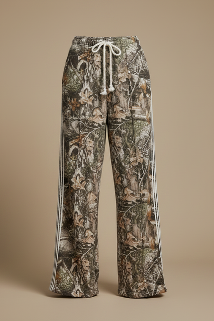 Pantalon Fluide Camouflage Rayé Ample Décontracté Coton - Imprimé Molleton - vue 3