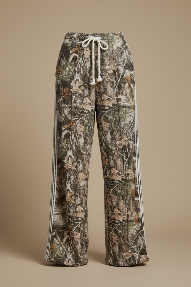 Pantalon Fluide Camouflage Rayé Ample Décontracté Coton - Imprimé Molleton - vue 3