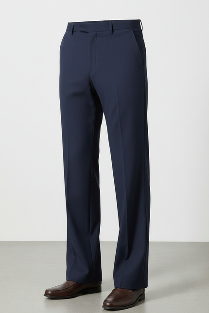 Pantalon Fluide Bleu Marine Droit Ample Homme Élégant - Gabardine - vue 3