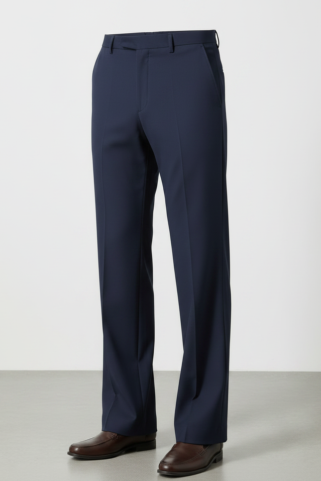 Pantalon Fluide Bleu Marine Droit Ample Homme Élégant - Gabardine - vue 3
