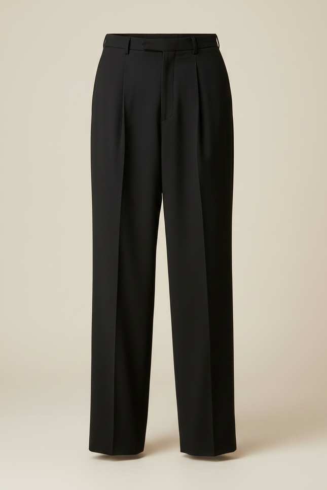 Pantalon Fluide Noir Ample Plissé Homme Formel - Polyester - vue 3