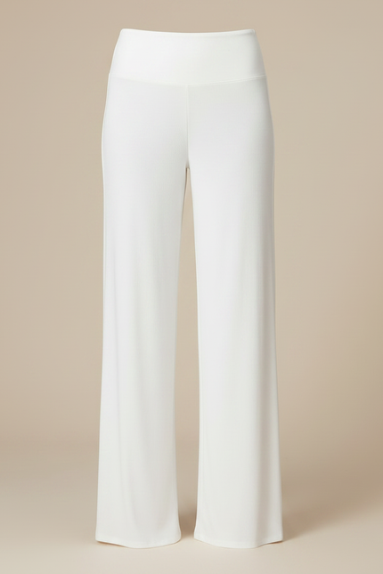 Pantalon Fluide Blanc Ample Taille Haute Confortable - Maille - vue 3