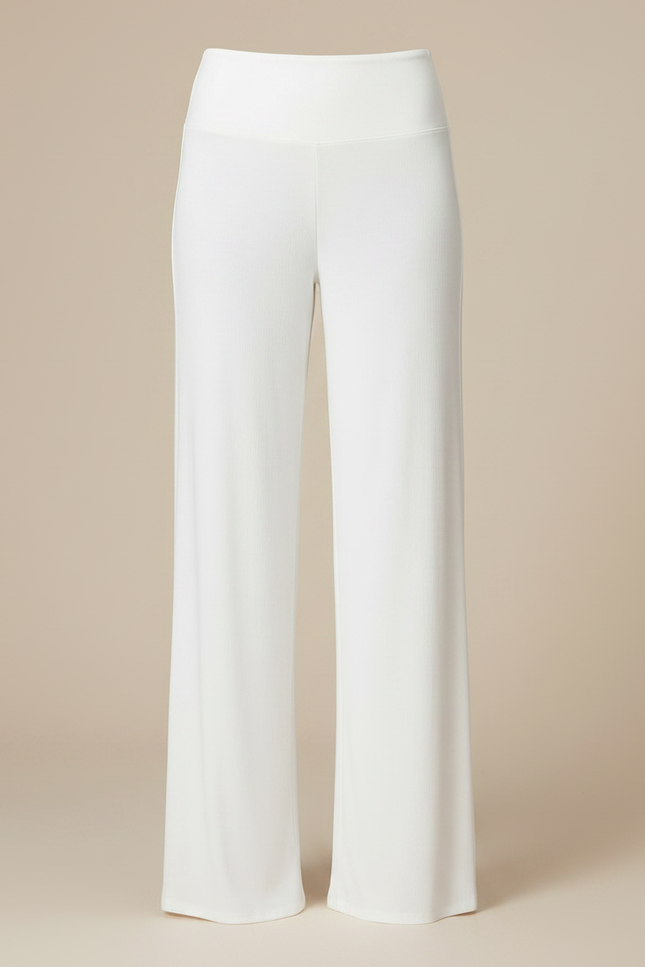 Pantalon Fluide Blanc Ample Taille Haute Confortable - Maille - vue 3