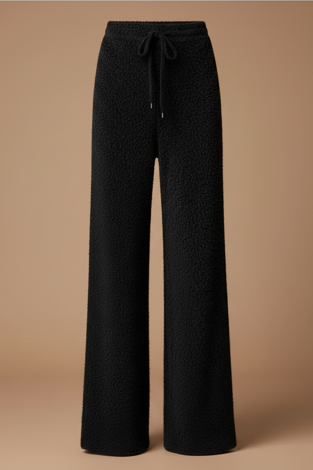 Pantalon Fluide Noir Ample Tricoté Droit Doux - Maille - vue 3