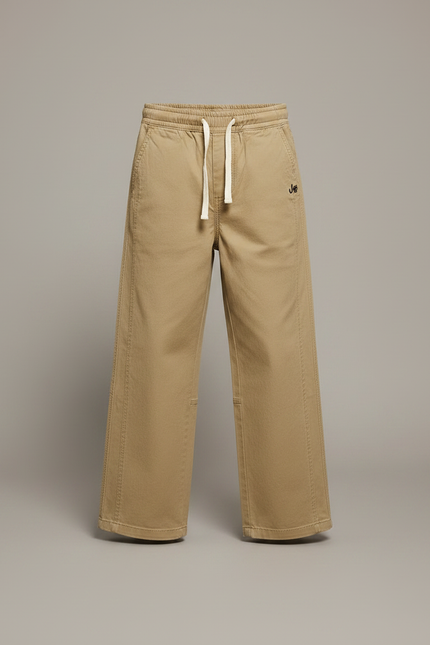 Pantalon Fluide Beige Coton Ample Confortable Garçon - vue 3