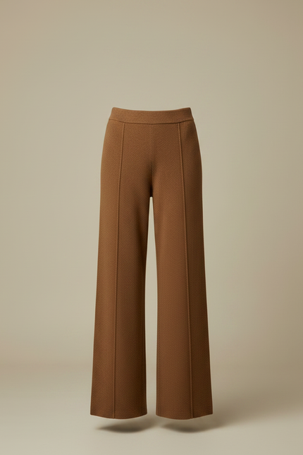 Pantalon Fluide Marron Laine Ample Décontracté Élégant - vue 3