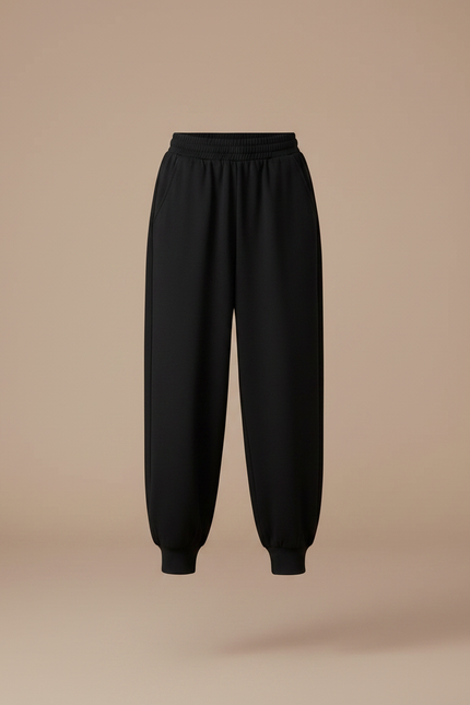 Pantalon Fluide Noir Ample Élastiqué Décontracté Enfant - Molleton - vue 3