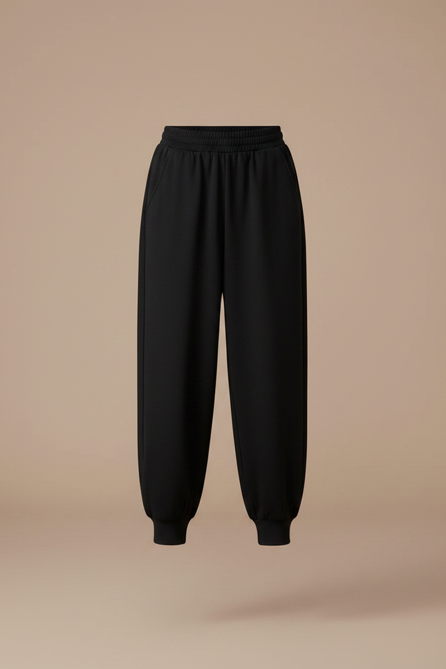 Pantalon Fluide Noir Ample Élastiqué Décontracté Enfant - Molleton - vue 3