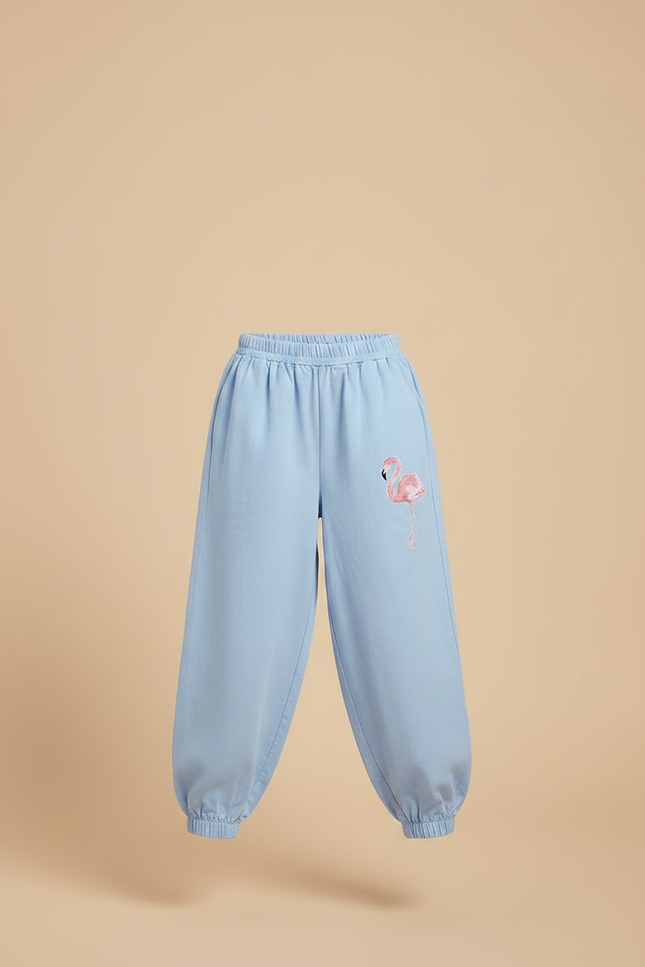 Pantalon Fluide Bleu Ciel Ample Flamingo Coton - Molleton - vue 3