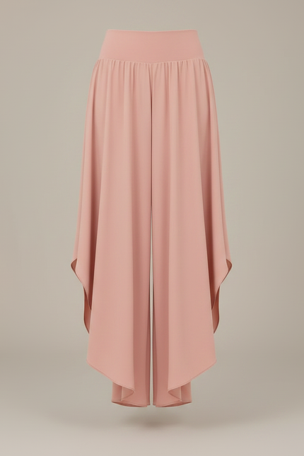 Pantalon Fluide Rose Asymétrique Taille Haute Élégant - Viscose - vue 3