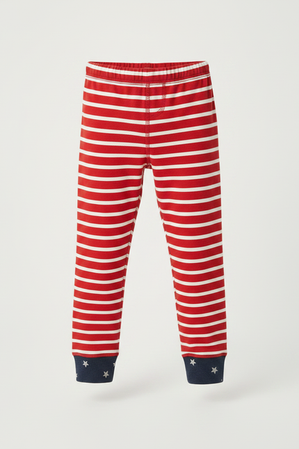 Pantalon Fluide Rayé Rouge Blanc Étoiles Coton Enfant - Multicolore Molleton - vue 3