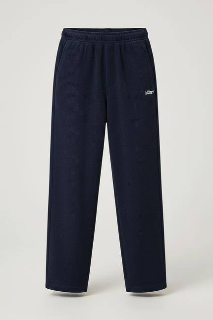 Pantalon Fluide Bleu Marine Côtelé Ample Décontracté Enfant - Cordé - vue 3