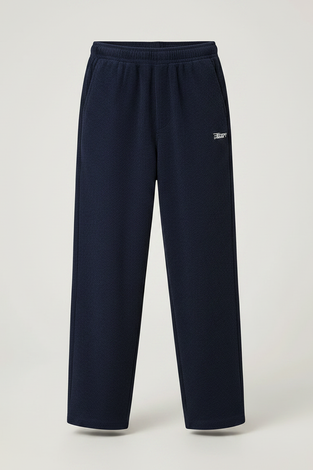 Pantalon Fluide Bleu Marine Côtelé Ample Décontracté Enfant - Cordé - vue 3