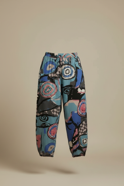 Pantalon Fluide Imprimé Abstrait Ample Décontracté Femme - Viscose - vue 3