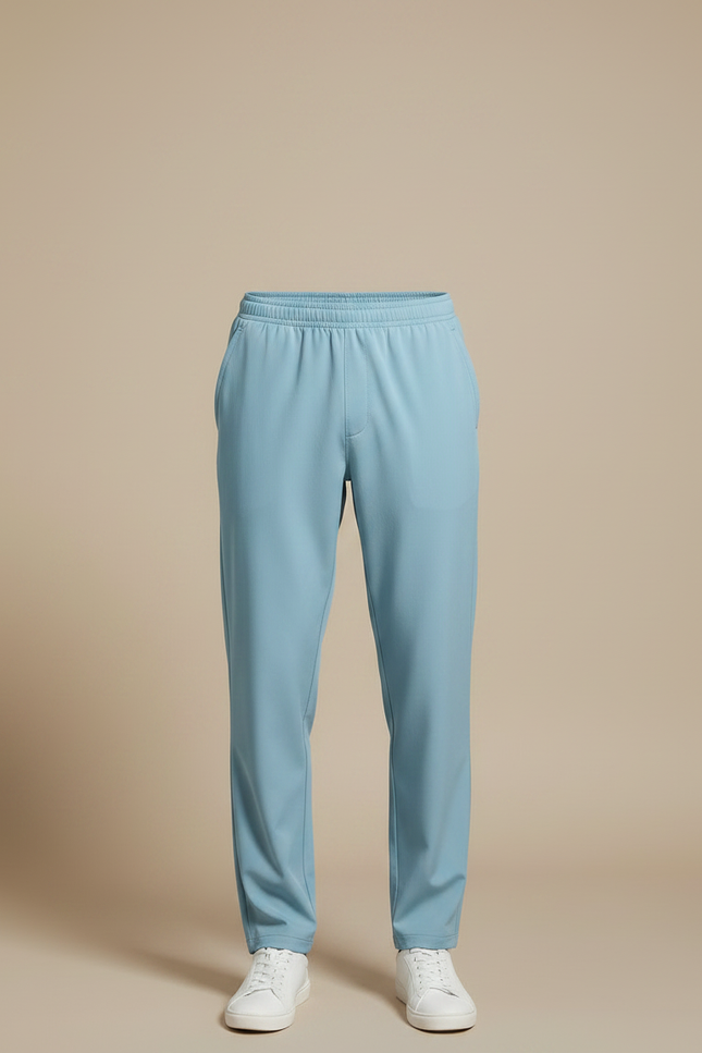 Pantalon Fluide Bleu Ciel Droit Décontracté Homme - Polyester - vue 3