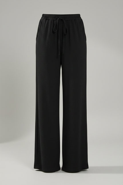 Pantalon Fluide Noué - Noir Viscose - vue 3