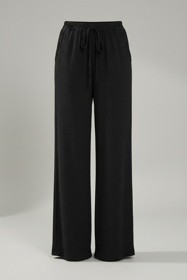 Pantalon Fluide Noué - Noir Viscose - vue 3