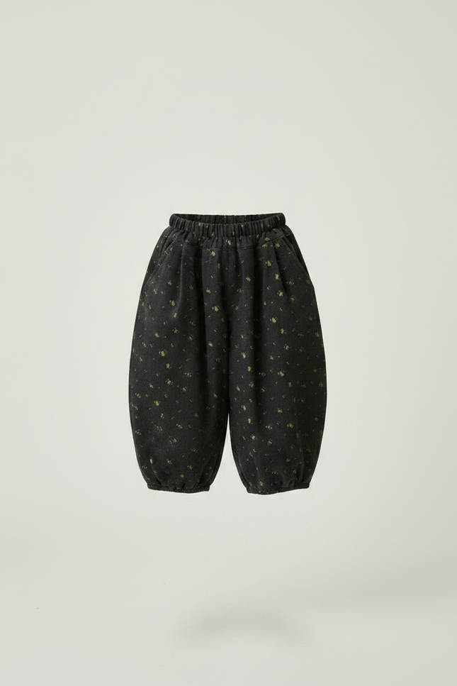 Pantalon Fluide Noir Ample Fleuri Fille - Cordé - vue 3