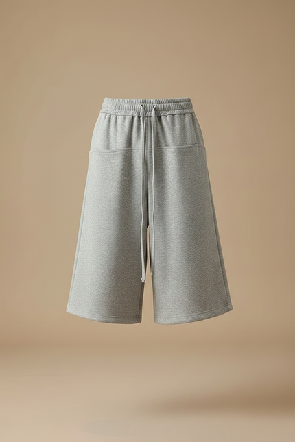 Pantalon Fluide Gris Ample Cordon Décontracté Mi-Mollet Homme - Molleton - vue 3
