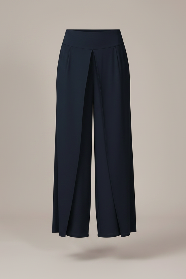 Pantalon Fluide Bleu Marine Plissé Ample Élégant - Viscose - vue 3