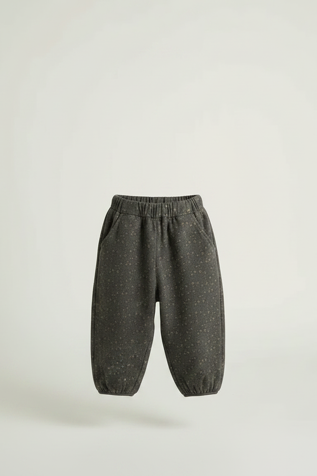 Pantalon Fluide Gris Ample Imprimé Floral Enfant - Molleton - vue 3