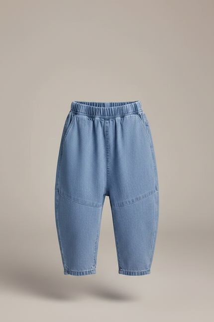 Pantalon Fluide Denim Bleu Ample Décontracté Enfant - Jean - vue 3