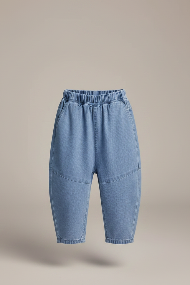 Pantalon Fluide Denim Bleu Ample Décontracté Enfant - Jean - vue 3